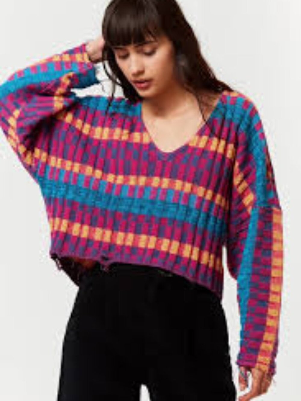 Urban Outfitters Multicolor Boxy Distressed Sweater xs